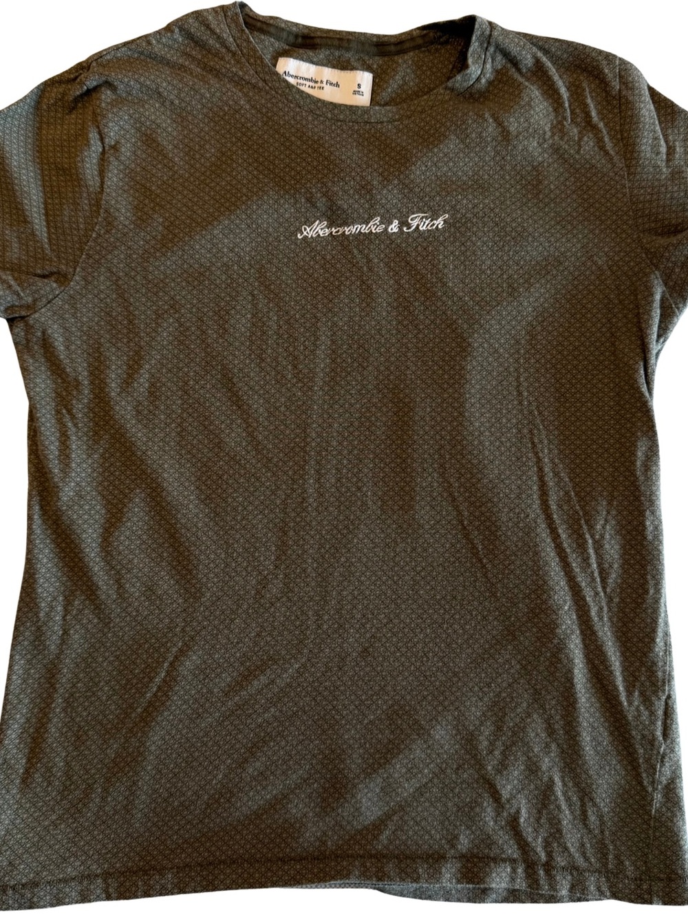 Abercrombie & Fitch Olive Green Micro-Pattern Crew Tee